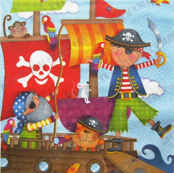 Салфетки для декупажа бумажные детские Пираты, купить - магазин АртДекупаж